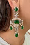 Shop_Prerto_Emerald Green Gemstones, Crystals Kanch Victorian Necklace Set _at_Aza_Fashions