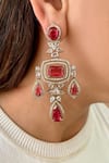 Shop_Prerto_Red Gemstones Ruby Kanch Victorian Finish Necklace Set _at_Aza_Fashions