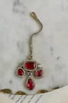 Prerto_Red Gemstones Ruby Kanch Victorian Finish Necklace Set _Online_at_Aza_Fashions