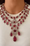 Buy_Prerto_Red Gemstones Ruby Kanch Victorian Finish Necklace Set _at_Aza_Fashions