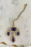 Prerto_Purple Stones Leela 3 Layer Kanch Necklace Set _Online_at_Aza_Fashions