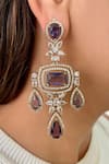 Shop_Prerto_Purple Stones Leela 3 Layer Kanch Necklace Set _at_Aza_Fashions