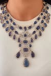 Buy_Prerto_Purple Stones Leela 3 Layer Kanch Necklace Set _at_Aza_Fashions