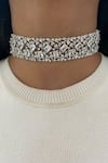 Buy_Prerto_White Diamonds Baguette And Tear Drops Choker Set _at_Aza_Fashions