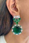 Shop_Prerto_Emerald Green Stones Layered Necklace Set _at_Aza_Fashions