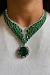 Buy_Prerto_Emerald Green Stones Layered Necklace Set _Online_at_Aza_Fashions