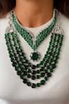 Buy_Prerto_Emerald Green Stones Layered Necklace Set _at_Aza_Fashions
