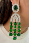 Shop_Prerto_Emerald Green Crystals, Gemstones Diamond Detail Necklace Set _at_Aza_Fashions