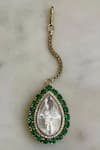 Prerto_Emerald Green Crystals, Stones Kundan Tear Drop Necklace Set _Online_at_Aza_Fashions