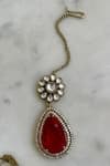 Prerto_Red Rhinestones, Stones Ruby Kundan Polki Necklace Set _Online_at_Aza_Fashions
