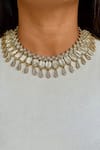Buy_Prerto_White Crystals Kite Victorian Finish Necklace Set _at_Aza_Fashions