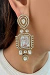 Shop_Prerto_White Diamonds, Stones Polki Kundan Necklace Set _at_Aza_Fashions