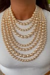 Buy_Prerto_Gold Plated Champagne Pearl Layered Necklace _at_Aza_Fashions