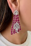 Shop_Prerto_Pink Gemstones, Diamonds, Ruby Motif Necklace Set _at_Aza_Fashions