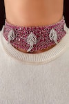 Buy_Prerto_Pink Gemstones, Diamonds, Ruby Motif Necklace Set _at_Aza_Fashions