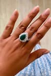 Buy_Prerto_Emerald Green Stones, Diamonds, Choker Motif Set _Online_at_Aza_Fashions