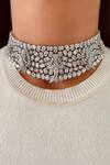 Buy_PRERTO_White Stones, Diamonds, Rhinestones Motif Choker Necklace Set_at_Aza_Fashions