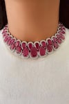 Buy_Prerto_Pink Stones Ruby Double Layered Choker Set _at_Aza_Fashions