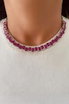 Buy_Prerto_Purple Diamonds Ruby Tennis Necklace Set _at_Aza_Fashions