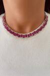 Buy_Prerto_Purple Rhinestones, Stones Ruby Tennis Necklace Set _at_Aza_Fashions