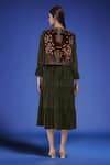 Shop_Naintara Bajaj_Green Polyester Embroidery Round Neck Jacket Dress Set _at_Aza_Fashions