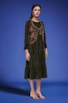 Naintara Bajaj_Green Polyester Embroidery Round Neck Jacket Dress Set _Online_at_Aza_Fashions