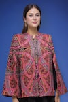 Samyukta Singhania_Multi Color Round Neck Embroidered Cape _at_Aza_Fashions