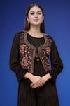 Shop_Samyukta Singhania_Black Polyester Embroidery Round Neck Dress With Jacket _Online_at_Aza_Fashions