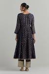 Shop_Ikshita Choudhary_Blue Chanderi Embroidery V-neck Block Printed Anarkali Set _at_Aza_Fashions