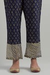 Ikshita Choudhary_Blue Chanderi Embroidery V-neck Block Printed Anarkali Set _at_Aza_Fashions