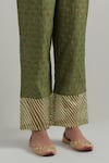Ikshita Choudhary_Green Chanderi Embroidery V-neck Block Printed Anarkali Set _at_Aza_Fashions