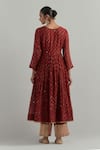 Shop_Ikshita Choudhary_Red Chanderi Embroidery V-neck Block Printed Anarkali Set _at_Aza_Fashions