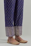 Buy_Ikshita Choudhary_Blue Chanderi Embroidery V-neck Block Printed Anarkali Set _Online_at_Aza_Fashions