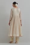 Shop_Ikshita Choudhary_White Chanderi Embroidery V-neck Block Print Anarkali Set _at_Aza_Fashions