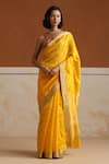 Buy_Weaver Story_Yellow Chanderi Saree With Running Blouse _at_Aza_Fashions