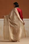Shop_Weaver Story_Gray Chanderi Embroidery Dusty Grey Saree With Running Blouse _at_Aza_Fashions