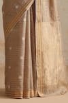 Buy_Weaver Story_Gray Chanderi Embroidery Dusty Grey Saree With Running Blouse _Online_at_Aza_Fashions