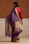 Shop_Weaver Story_Purple Chanderi Embroidery Printed Saree With Running Blouse _at_Aza_Fashions