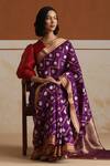 Weaver Story_Purple Chanderi Embroidery Printed Saree With Running Blouse _Online_at_Aza_Fashions