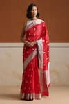 Buy_Weaver Story_Red Chanderi Designer Saree With Running Blouse _at_Aza_Fashions