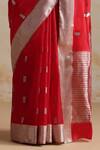 Shop_Weaver Story_Red Chanderi Designer Saree With Running Blouse _Online_at_Aza_Fashions