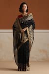 Buy_Weaver Story_Black Chanderi Embroidery Designer Saree With Running Blouse _at_Aza_Fashions