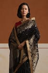 Buy_Weaver Story_Black Chanderi Embroidery Designer Saree With Running Blouse _Online_at_Aza_Fashions