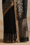 Shop_Weaver Story_Black Chanderi Embroidery Designer Saree With Running Blouse _Online_at_Aza_Fashions