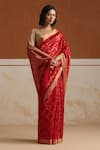 Buy_Weaver Story_Red Chanderi Embroidery Designer Saree With Running Blouse _at_Aza_Fashions