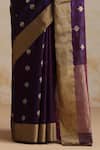 Weaver Story_Purple Chanderi Embroidery Plum Saree With Running Blouse _Online_at_Aza_Fashions