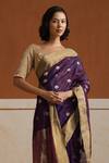 Buy_Weaver Story_Purple Chanderi Embroidery Plum Saree With Running Blouse _Online_at_Aza_Fashions