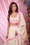 Label Priyanka Kar_Yellow Embroidery Round Neck Floral Lehenga Set _Online_at_Aza_Fashions