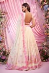 Shop_Label Priyanka Kar_Yellow Embroidery Round Neck Floral Lehenga Set _at_Aza_Fashions