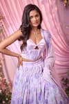 Buy_Label Priyanka Kar_Purple Georgette Embroidery Sweetheart Neck Floral Hand Lehenga Set _Online_at_Aza_Fashions